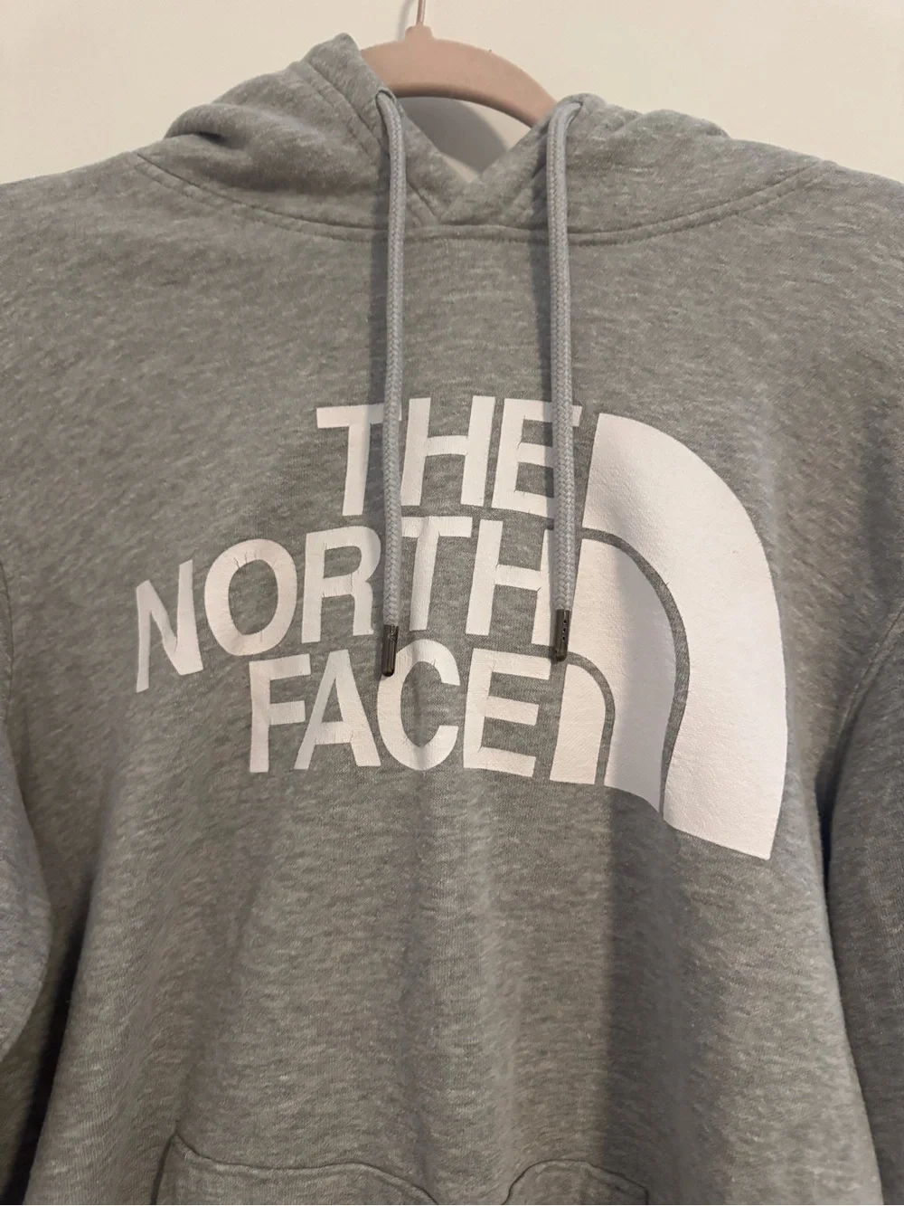 The North Face Hooded Pullover Sweatshirt in Grey with White Logo